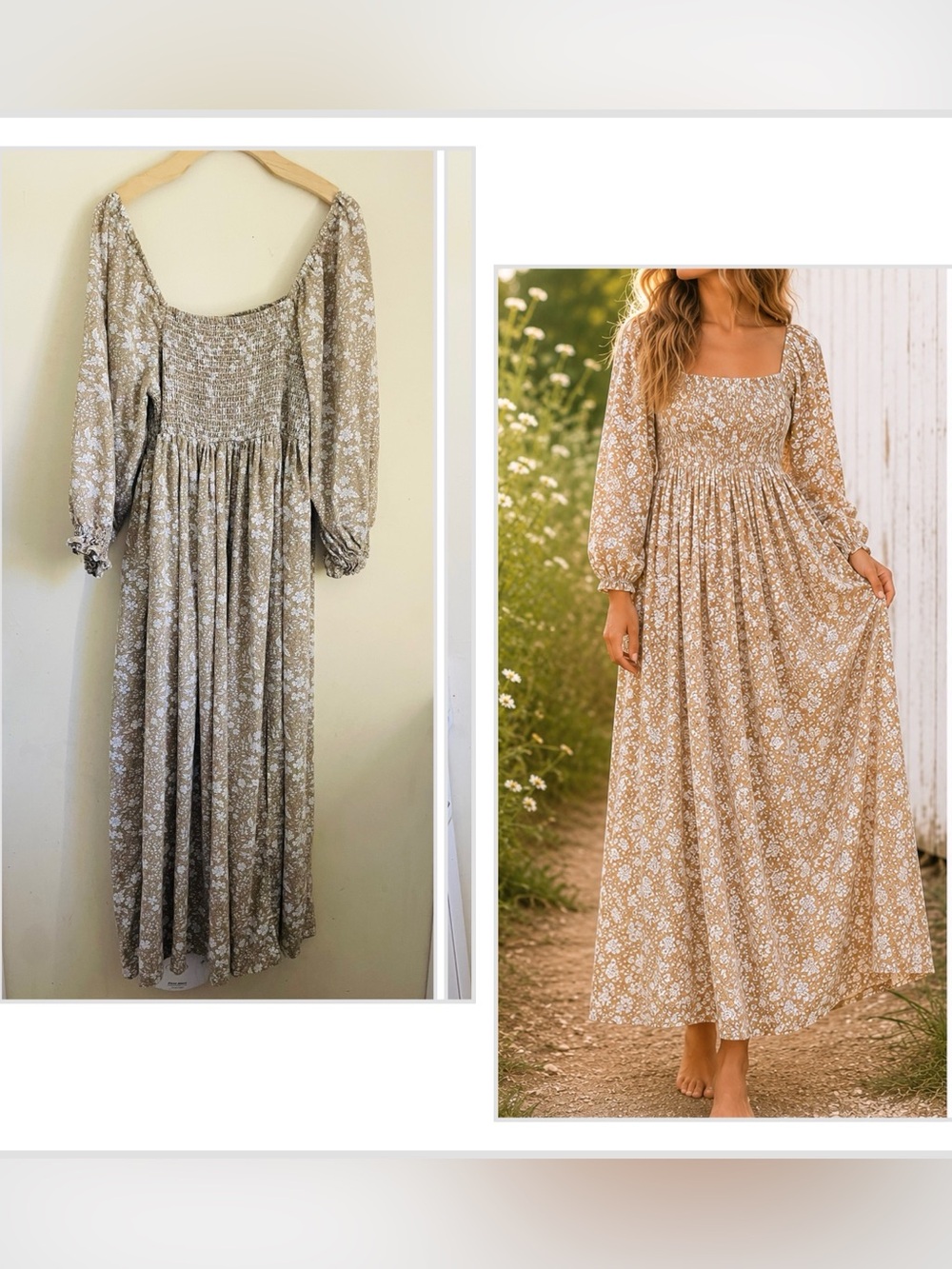 Rylee + Cru Smocked Floral Midi Dress Size S Cottagecore